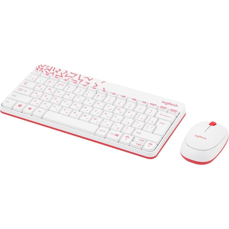 Клавиатура + Мышка беспроводные USB Logitech MK240 Nano White/Red (920-008212) - фото #1