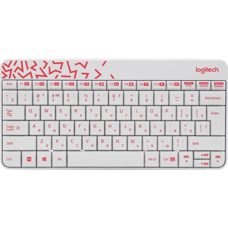 Клавиатура + Мышка беспроводные USB Logitech MK240 Nano White/Red (920-008212) - фото #2