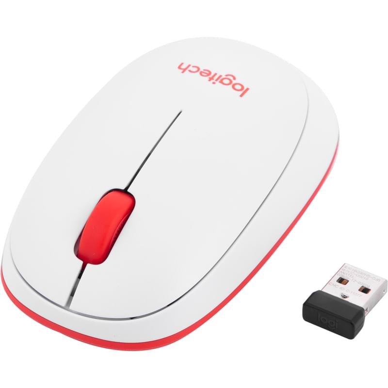 Клавиатура + Мышка беспроводные USB Logitech MK240 Nano White/Red (920-008212) - фото #5