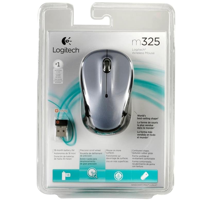 Мышка беспроводная USB Logitech M325, Light Silver (910-002334) - фото #4