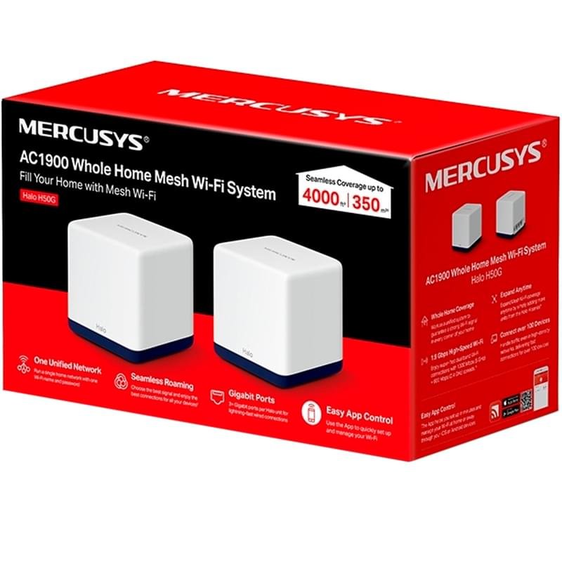 Домашняя Mesh Wi-Fi система, Mercusys Halo H50G Dual Band, 3 порта, 1300/600 Mbps (Halo H50G) - фото #2