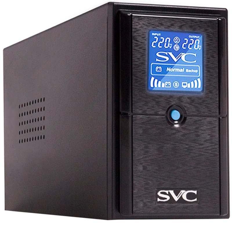 ИБП SVC, 650VA/390W, AVR:165-275В, 2Schuko, LCD, Black (V-650-L-LCD) - фото #0