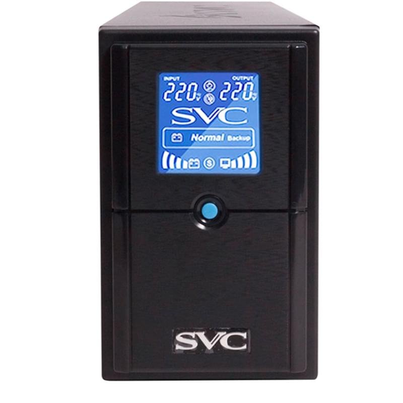 ИБП SVC, 650VA/390W, AVR:165-275В, 2Schuko, LCD, Black (V-650-L-LCD) - фото #1