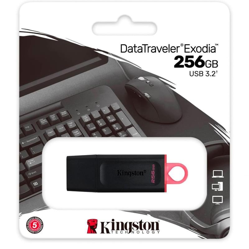 USB Флешка 256GB Kingston USB 3.2 Gen 1 Black (DTX/256GB) - фото #2