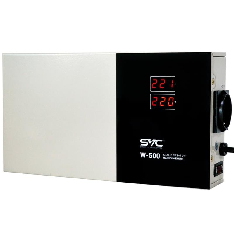 Стабилизатор SVC W-500, 500VA/500Вт, AVR: 140-260В, 1Schuko, LED, 1.35 м (SVC-W-500) - фото #1