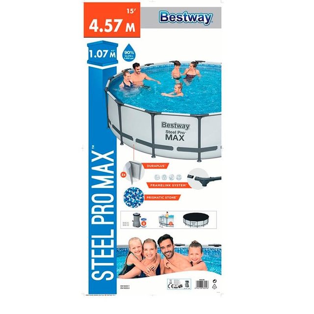 Каркасный бассейн BESTWAY, 457 х 107 см, 14970 л, с фильтр-насосом - фото #1