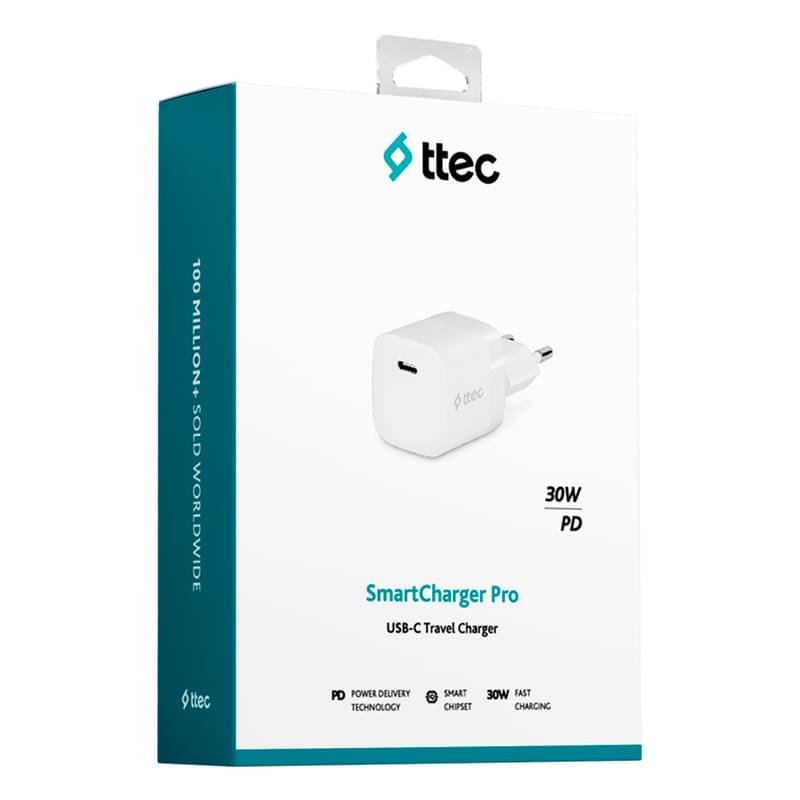 Адаптер питания ttec 30W PD USB-C Travel Charger, White (2SCP03B) - фото #4