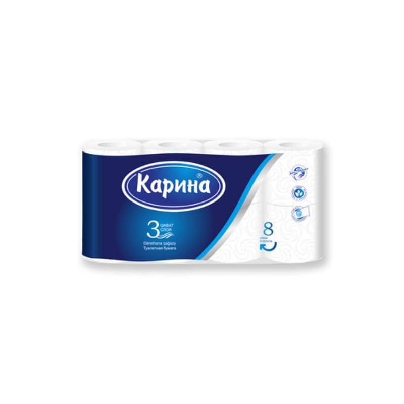 Бумага Карина туалетная 3 слоя 8 шт - купить по лучшей цене в Алматы ...