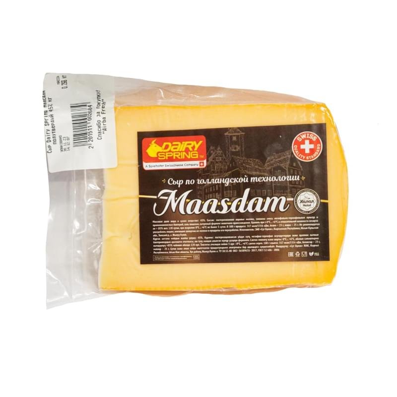 Сыр Dairy Spring Маасдам полутвердый 45% кг - купить по лучшей цене в ...