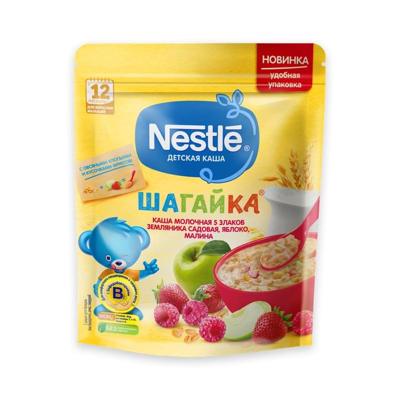 Каша Nestle молочная злаковая земляника, малина, яблоко 200 г - купить ...