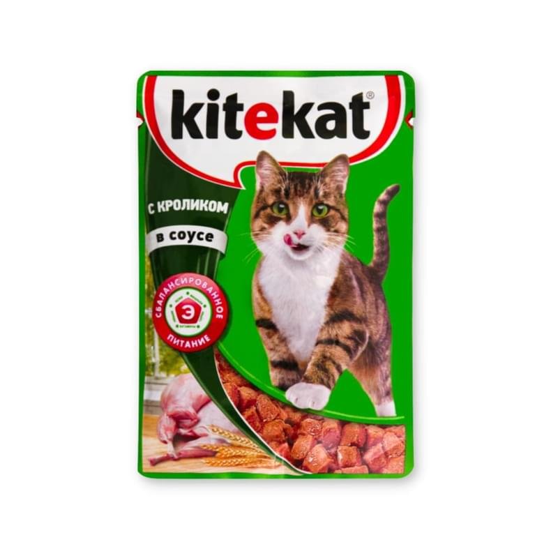 Корм влажный Kitekat Кролик в соусе для взрослых кошек 85 г - купить по ...