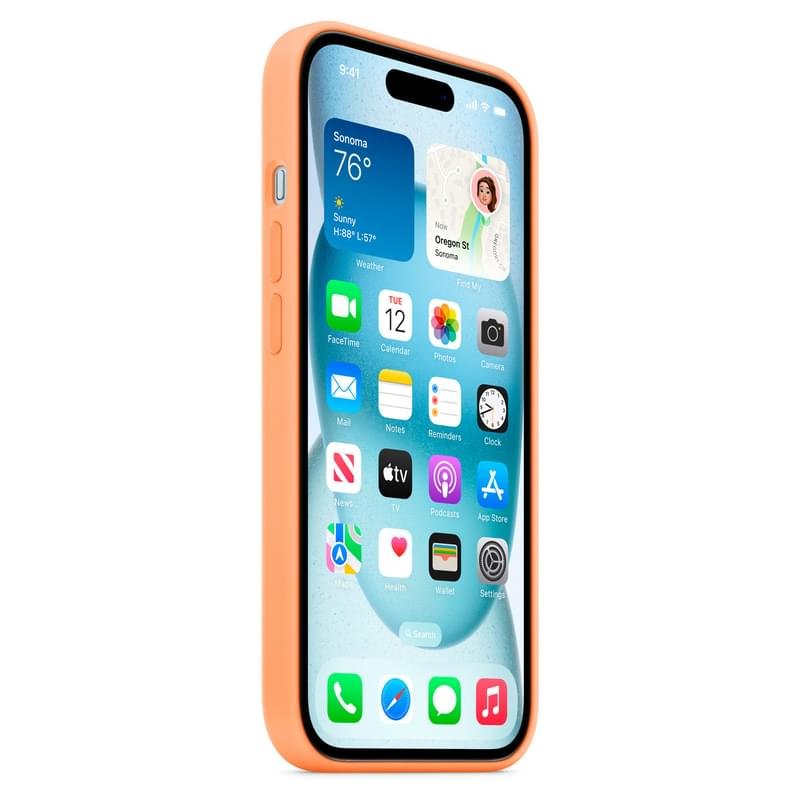 Чехол для iPhone 15, Silicone Case with MagSafe, Orange Sorbet (MT0W3ZM/A) - фото #6