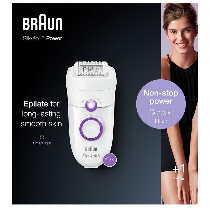 Эпилятор Braun Silk-épil 5 5-505P, для сухой эпиляции, c насадкой и подсветкой, белый/фиолетовый - фото #9