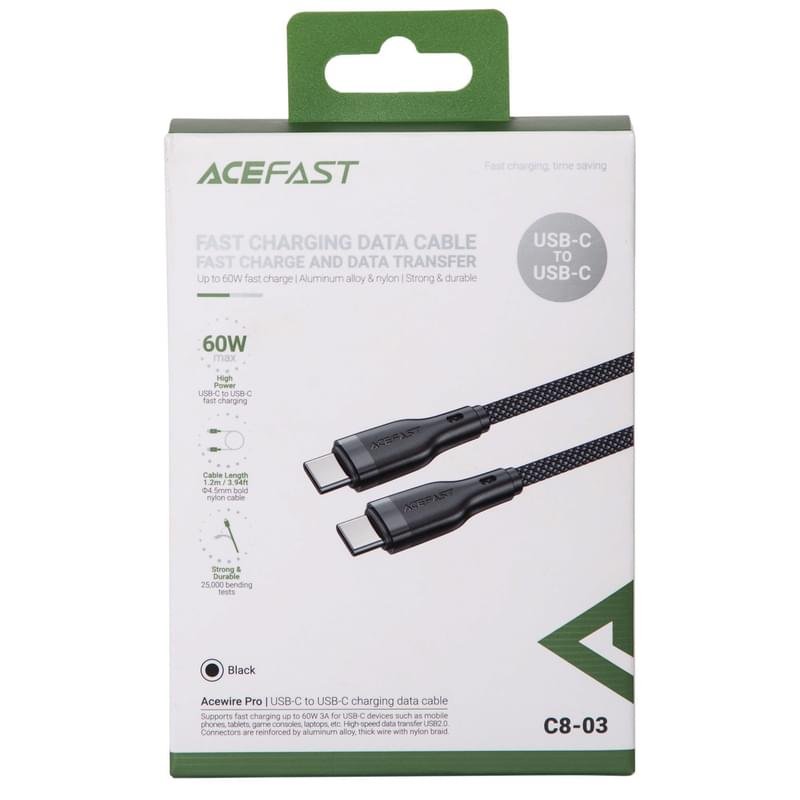 Зарядтау кабелі ACEFAST, USB-C to USB-C , black (C8-03 - ACEFAST) - фото #3