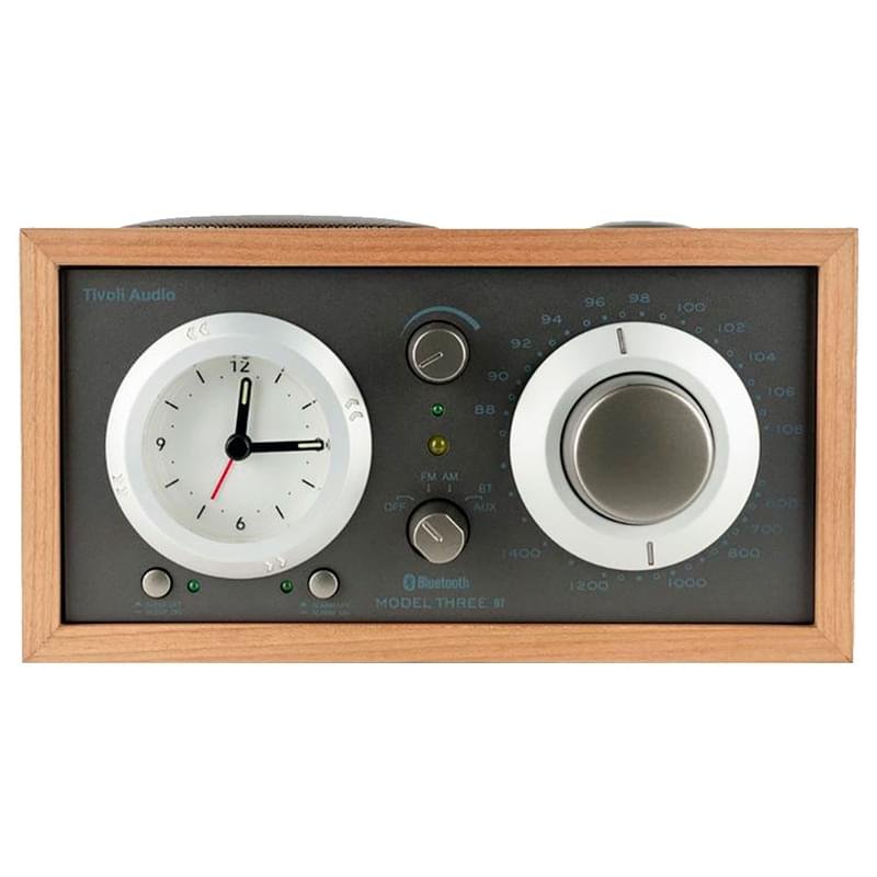 Радиоприемник с часами Tivoli Model Three BT, Вишня/Серый - фото #0
