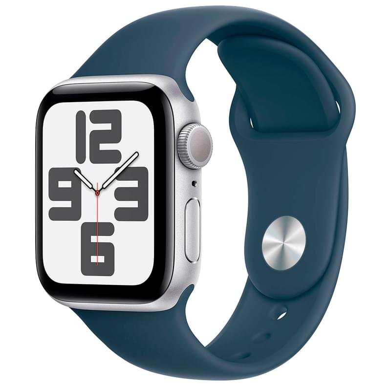 Смарт Часы Apple Watch SE 2023, 40mm Silver Aluminium Case with Storm Blue Sport Band - M/L (MRE23) - фото #0