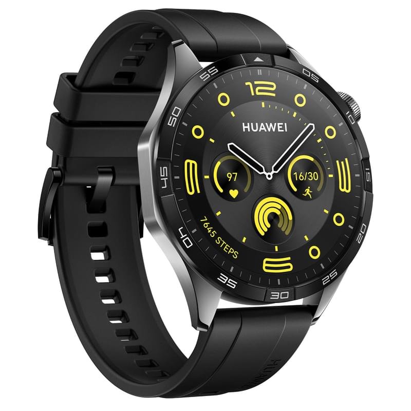 Huawei Watch GT4 (46mm) Смарт сағаты, Black Fluoroelastomer Strap (Phoinix-B19F) - фото #2