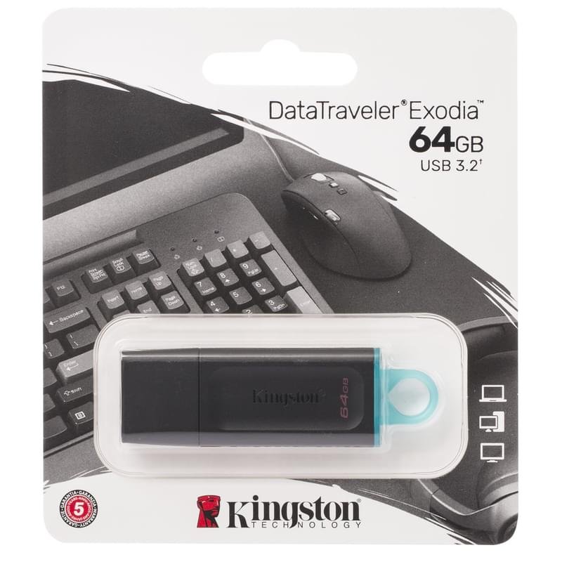 USB Флешка 64GB Kingston USB 3.2 Gen 1 Black (DTX/64GB) - фото #1