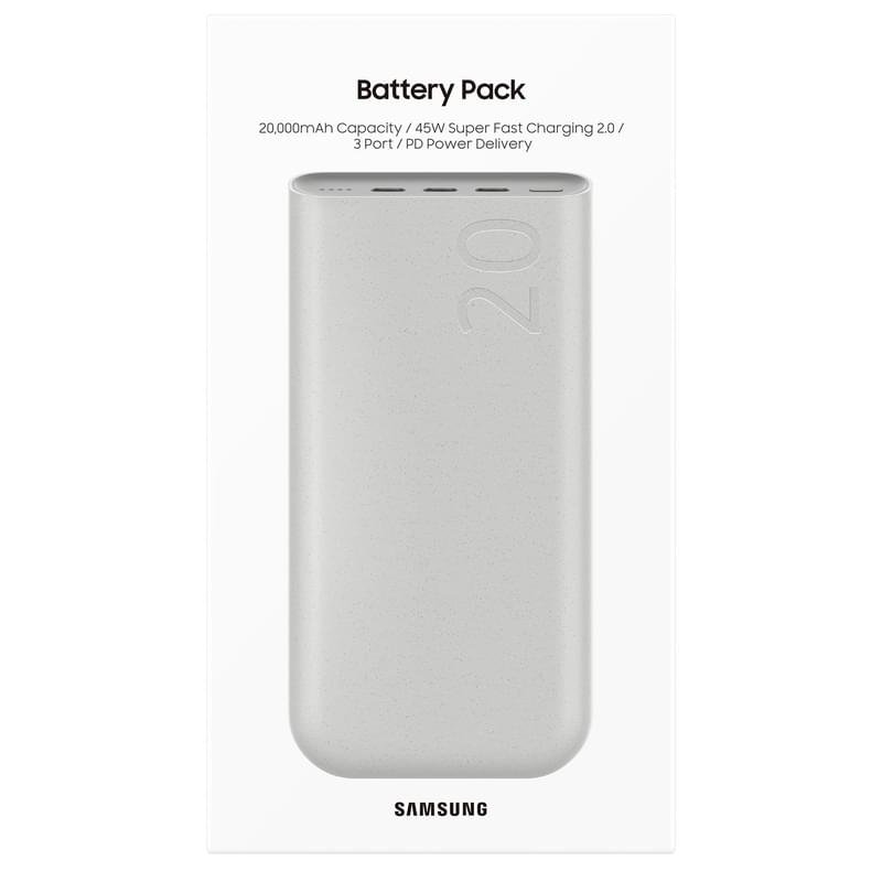 Внешний аккумулятор Samsung, 20000Mah, 45W Fast charge, PD, beige (EB-P4520XUEGRU) - фото #6