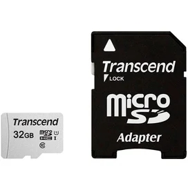 MicroSD 32GB Transcend Жады картасы, TLC, UHS-I, U1, 60MB/s дейін + SD Adapter (TS32GUSD300S-A) фото