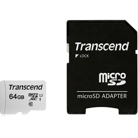 MicroSD 64GB Transcend Жады картасы, TLC, UHS-I, U1, 60MB/s дейін + SD Adapter (TS64GUSD300S-A) фото