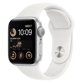 Смарт часы Apple Watch SE 2022, 40mm Silver Aluminium Case with White Sport Band (MNJV3GK/A) фото
