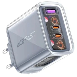 Адаптер питания ACEFAST, 2*USB C+A, PD65W GaN (A45 Mica grey - ACEFAST) фото