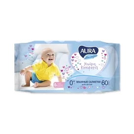 Салфетки Aura влажные Ultra comfort с алоэ и витамином Е 60 шт фото