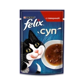 Корм влажный Felix суп с говядиной для кошек 48 г фото