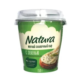 Сыр сливочный Arla Natura с зеленью 55% мягкий 150 г фото