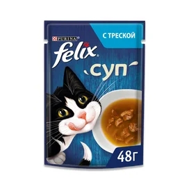 Корм влажный Felix суп с треской для кошек 48 г фото