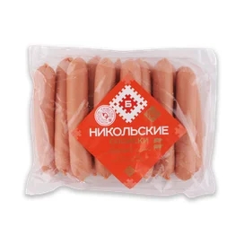 Сосиски Брестский Мясокомбинат Никольские вареные (со свининой) в/у кг фото