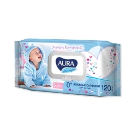 Салфетки Aura влажные Ultra comfort с алоэ и витамином Е 120 шт фото