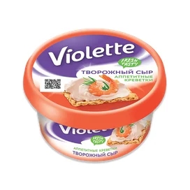 Сыр Violette творожный с креветками 70% 140 г фото