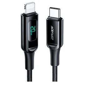 Зарядтау кабелі  ACEFAST, USB-C to Lightning, display, мырышпен, өрілген, black (C6-01 - ACEFAST) фото