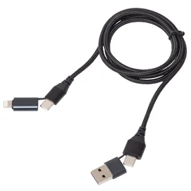 Кабель Type-C - Lightning + Type-C - USB 2.0, 3A, NEO, 1м, Черный (Type-C/A - 8pin/C, 1m) фото