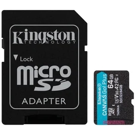 Карта памяти MicroSD 64GB Kingston Canvas Go! Plus, UHS-I 170MB/s, Class 10 (SDCG3/64GB) фото
