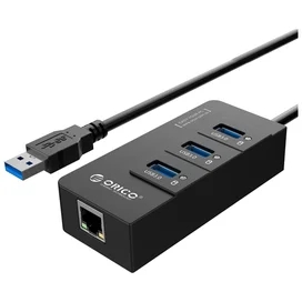 Сетевой адаптер ORICO, USB 3.0x3 - до 1 Gbps (HR01-U3-V1-BK-BP) фото