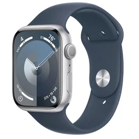 Apple Watch Series 9 Смарт сағаты, 45mm Silver Aluminium Case with Storm Blue Sport Band - S/M (MR9D3) фото