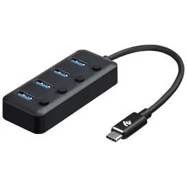 USB Type-C Hub 2E to 4*USB 3.0, Black (2E-W1406) фото