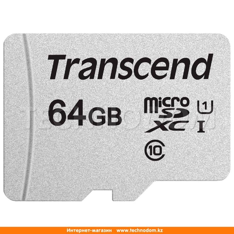 Карта памяти MicroSD 64GB Transcend, TLC, UHS-I, U1 (TS64GUSD300S) - фото #0