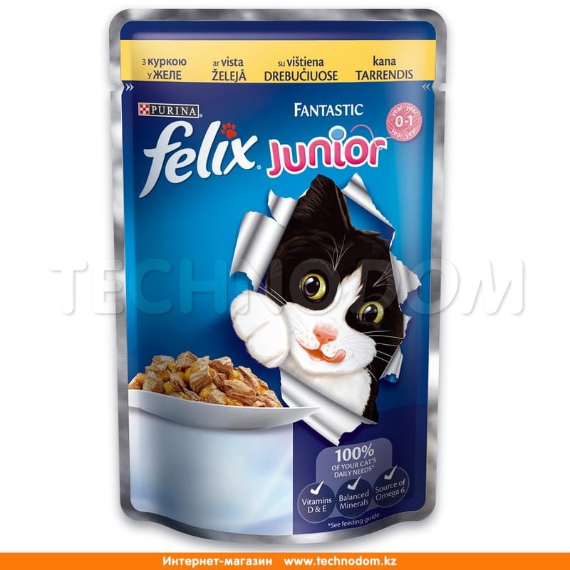 Влажный корм Felix  для котят, с курицей 85 г - фото #0