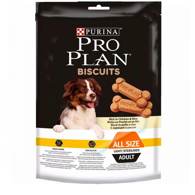 Лакомство Pro Plan Biscuits для собак склонных к избыточному весу, с курицей и рисом 400 г - фото #0