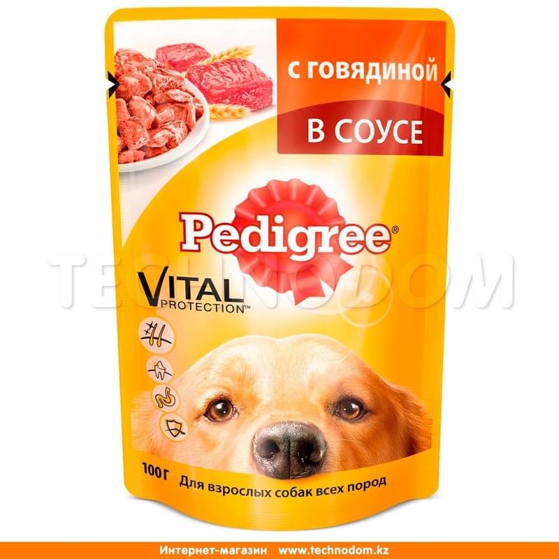 Влажный корм Pedigree для взрослых собак всех пород с говядиной 100 г - фото #0