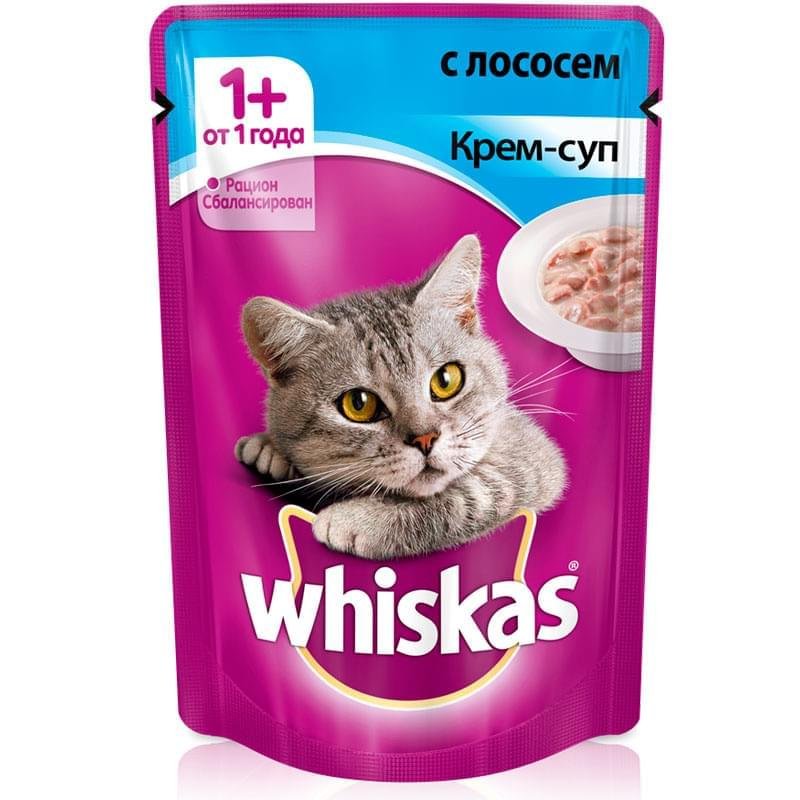 Влажный корм Whiskas для кошек крем-суп с лососем 85 г - фото #0