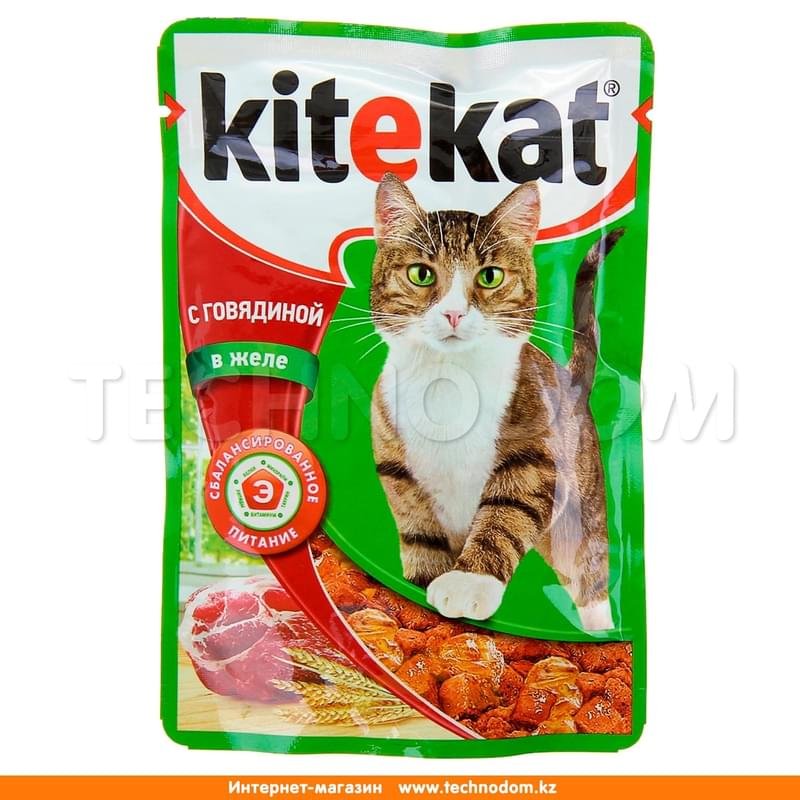 Влажный корм Kitekat для кошек, говядина в желе 85 г - фото #0