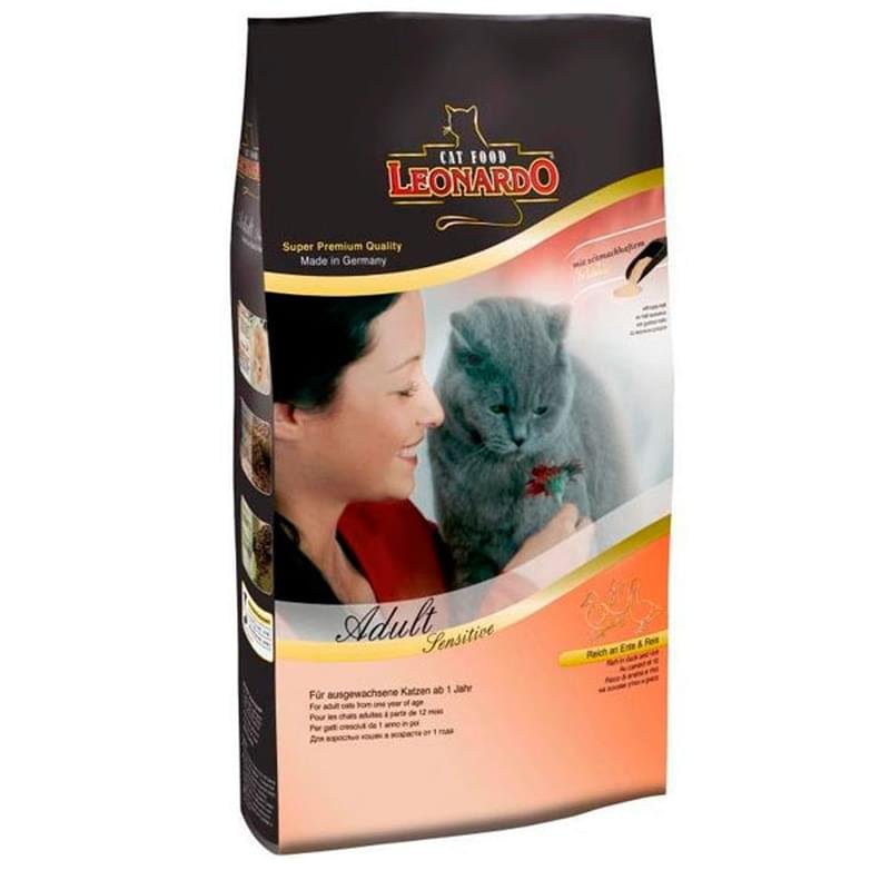 Сухой корм Leonardo Sensitive Adult Duck&Rice для чувствительных кошек, с уткой и рисом 400 г - фото #0