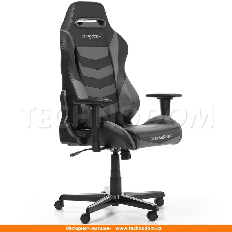 Игровое компьютерное кресло DXRacer OH/DM166/NG, Кожзам, (Ш)52*(Г)50*(В)138 см, Black/Gray - фото #2
