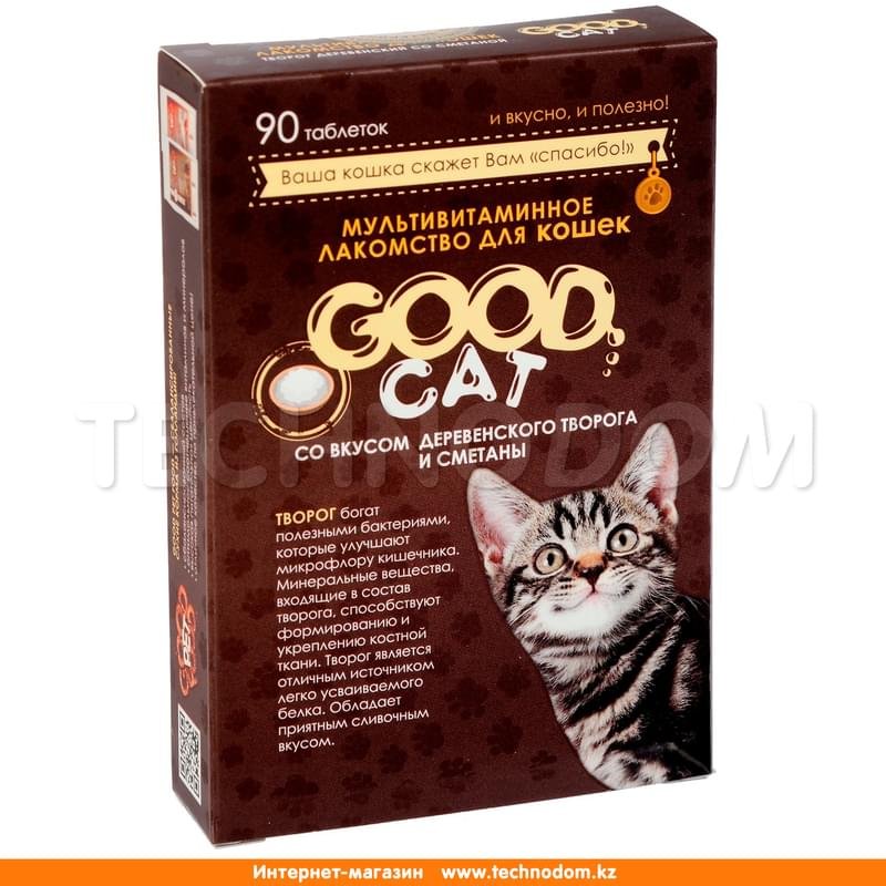 Мультивитаминное лакомcтво Good Cat для кошек, со вкусом творога и сметаны 90 таблеток - фото #0