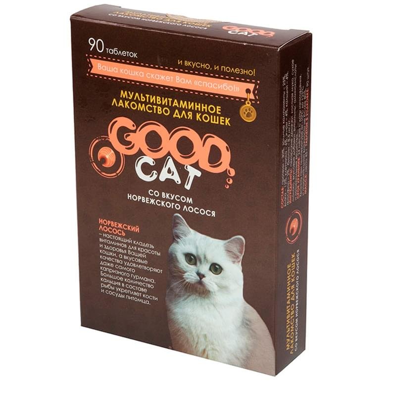 Мультивитаминное лакомcтво Good Cat для кошек, со вкусом норвежского лосося 90 таблеток - фото #0
